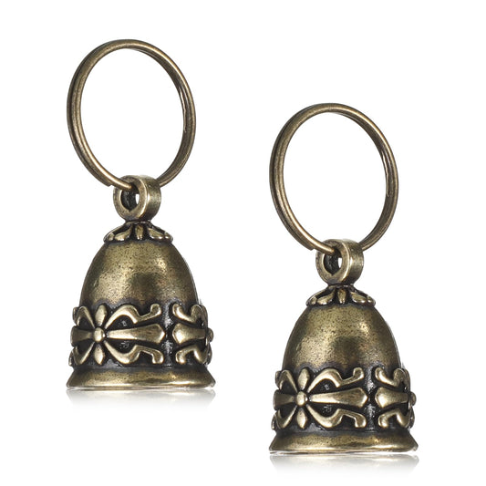 Apojgitn 2Pcs Copper Collar Bell for Small Pet, Retro Brass Dog Bells with 2 KeyringClear Sound Vintage Copper Collar Charms Pendant for Dogs & Cats Tracking Anti Lost