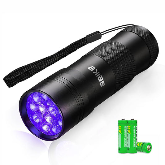 UV Flashlight Black Light–Small Portable Mini 12 LED Blacklight Flashlight for Hidden Stain Detection in Room, Resin Curing,Scorpion & Bed Bug Find,Pet Urine & Dry Stain Detection/Carpets/Rugs/Floors