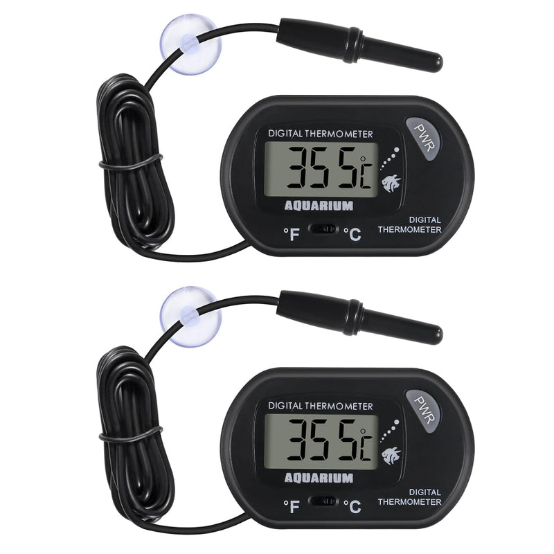 2Pack Digital Aquarium Thermometer with Large LCD Display, Reptile Thermometer for Vehicle, Terrarium, Fish Tank, Refrig