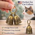 kcrygogo Quiet Brass Pet Bell Set with ID Capsule – Vintage Collar Tracking Accessory for Adult Cats & Dogs, Bird Alert Chime, Soft Crisp Sound, 2-Pack