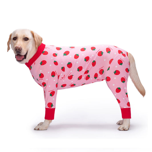 Dog Recovery Suit After Surgery Female Male, Medium Large Dog Neuter Shirt Cone Alternatives Prevent Licking Surgical Onesies (Strawberry, 4XL)