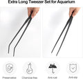 Aquarium Tweezers Extra Long 15 inches Feed Tong Clamps - FEITA Straight and Curved Stainless Steel 38cm Tweezers Set fo