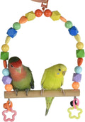 GUANLANT Wooden Bird Swings for Large Parrots, Cockatiel Perch Parakeet Swing Hanging Birdcage Stands Playground Play Gyms Accessories Colorful Beads Climbing Toy for Lovebirds Conures Budgies