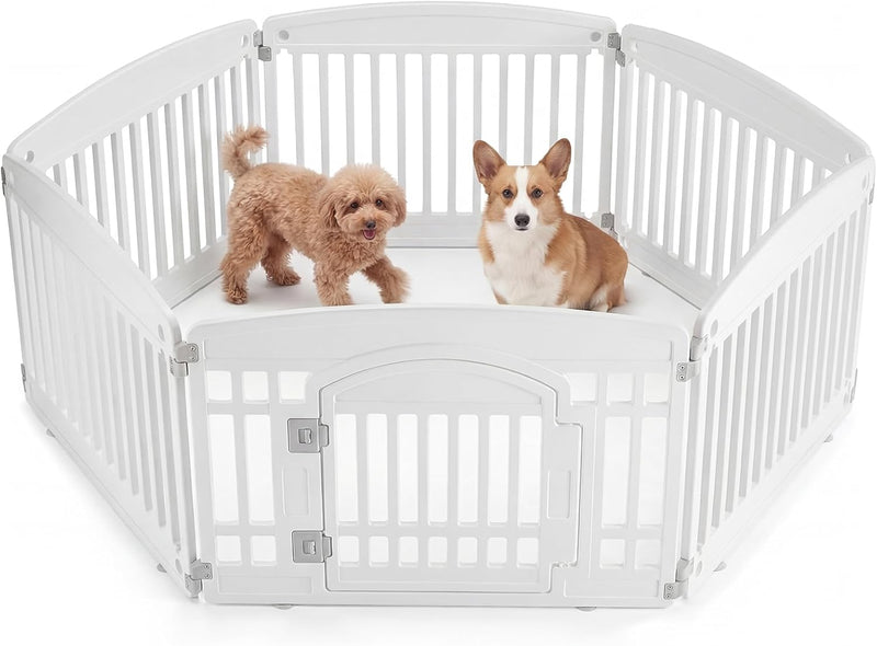 NEWBULIG Dog Playpen 6-Panel, 24IN Puppy Playpen, Stable Dog Play Pen Indoors/Outdoor with Secure Locking Door, Plastic 