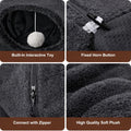 Cat Tunnel Bed with 2 Catnip Fish Toys, Interactive Cat Toys, Dark Grey