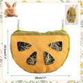Hanging Hay Bag, 4 Holes Rabbit Hay Feeder Guinea Pig Feeding Bag with 2 Hooks for Bunny Hamster Chinchilla Small Animal
