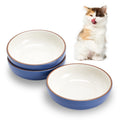 5.19 in Ceramic Cat Dishes, Howise Shallow Cat Food Bowls Small Pet Bowls Cat Food Dish for Food and Water, 3 Pack Ceramic Cat Bowls, Navy