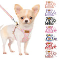 SlowTon No Pull Dog Harness with Leash - Soft Lightweight Floral Pattern Puppy Harness, Adjustable Pet Harness for Small Medium Dogs (Pink Daisy XXS)