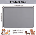 Dog Food Mat, 23.6 x 15.7in Silicone Dog Bowl Mat, Pet Feeding Mat, Gray