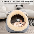 Cat Beds for Indoor Cats-Rabbit-Shaped Cat Cave Bed with Hanging Toy,Grey