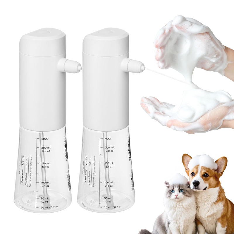 Electric Dog Cleaning Foam Machine Sprayer,Rechargable Soap Dispenser for Dog 1100mAh Ultra Long Standby, IPX8 Waterproof, 230mL Capacity, Deep Cleaning Pet Fur, for Bathroom Kitchen Cat