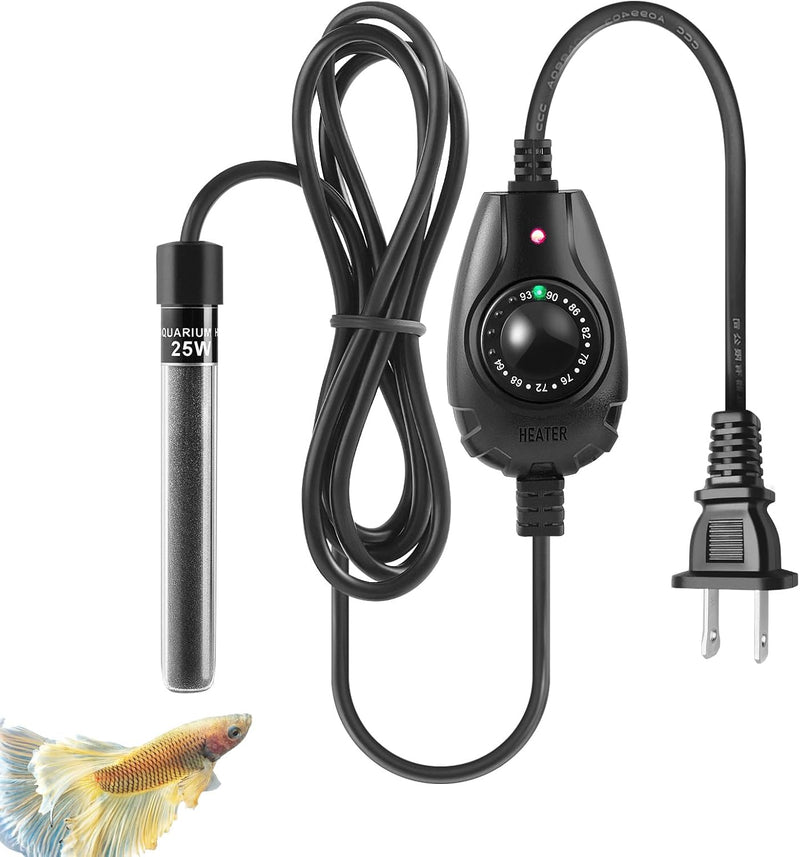 HITOP 15W/25W/35W Mini Aquarium Heater Submersible Small Fish Tank Heater for up to 10Gallons Fish Tanks, Fish Bowls, Be