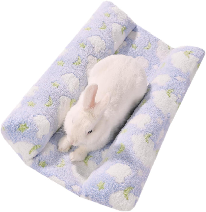 24x16 in Rabbit Bed Large Size - Warm & Comfortable Plush Rabbit Mat Pad with Star Pattern, Double-Sided Flannel Pet Pad