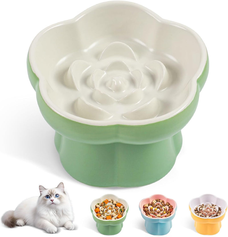 Cat Slow Feeder Bowl Set,1 Pcs Pastel Series Cat Plate for Dry and Wet Food