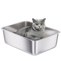 Holintan Stainless Steel Litter Box, 18"x14"x6"(Height) Medium Metal Cat Litter Box Easy Clean, Non Stick Litterbox No Smell for Cats or Kitty, Rabbits
