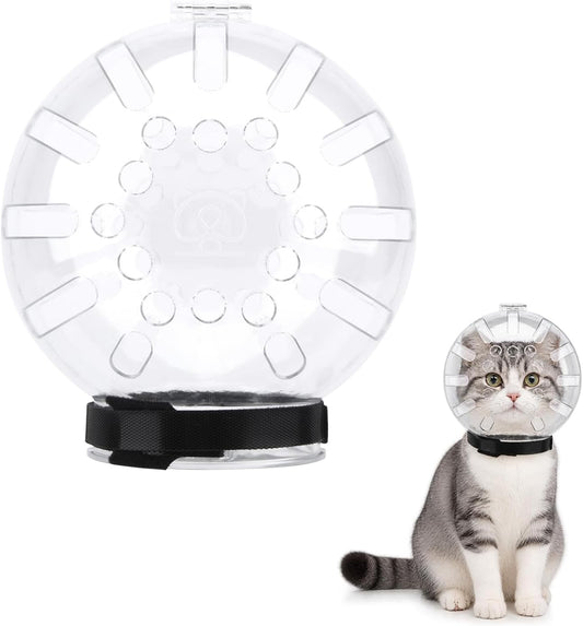 Cat Muzzle for Grooming, Transparent Cat Helmet Anti Bite Muzzles Adjustable Breathable Kitty Hood Anti Bite Bubble Astr