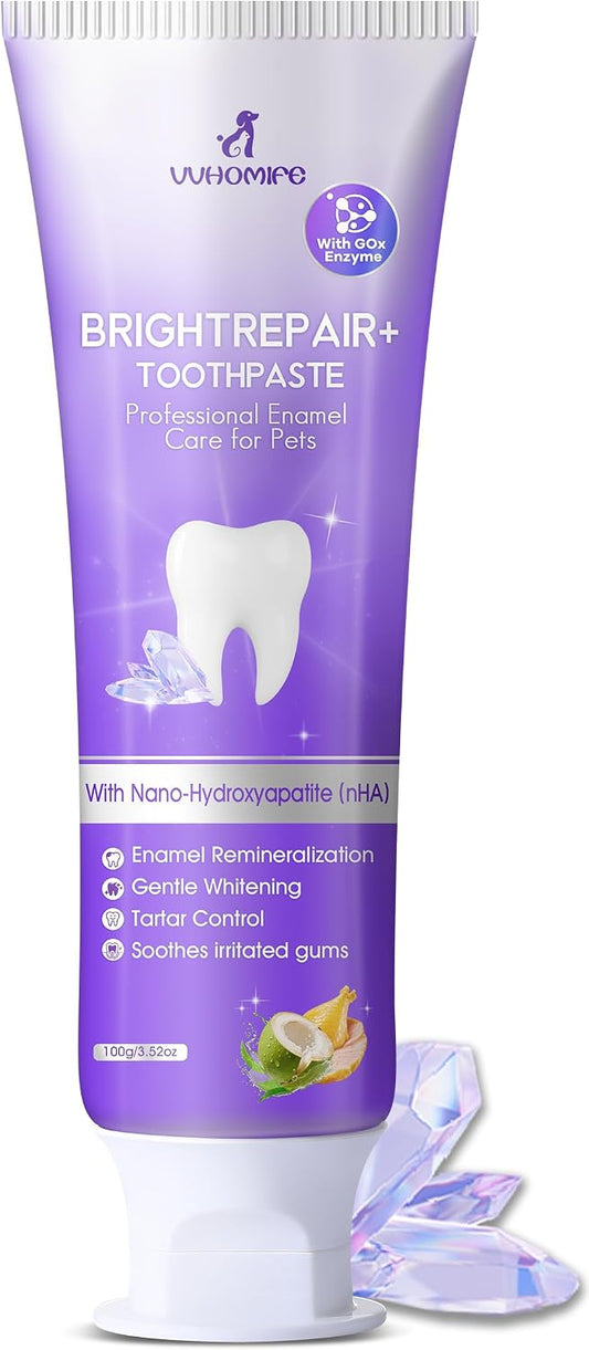 6% nHA Pet Dual-Enzymatic Toothpaste, Sensitive Teeth Care for Dogs & Cats, Remineralizes Enamel & Repairs Early Cavities, Plaque Control & Fresh Breath, Safe to Swallow, 3.52oz