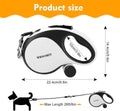 WRSOMIT Retractable Dog Leash with Chew Proof Cable, 26Ft Heavy Duty Dog Leash for Medium Large Dogs up to 110lbs, 360° No Tangle, One-Handed Brake (White, Large - 26ft)