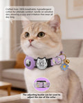 Smart Breakaway Cat Collar with QR Code Pet ID, Built-in AirTag Holder, Adjustable Cotton Cat Collar with Bell for Kittens and Adult Cats ，Pastoral Style with airtag Holder(Purple)