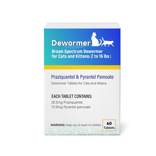 Broad Spectrum Dewormer Tablets for Cats and Kittens ( Praziquantel & Pyrantel Pamoate) for Tapeworms, Roundworms & Hookworms