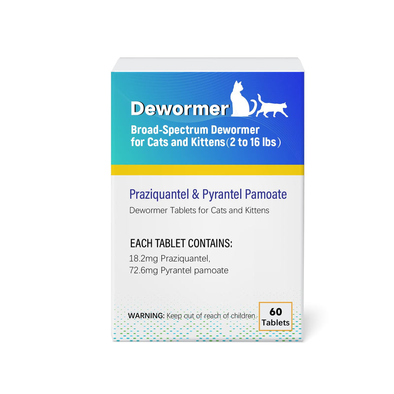 Broad Spectrum Dewormer Tablets for Cats and Kittens ( Praziquantel & Pyrantel Pamoate) for Tapeworms, Roundworms & Hookworms