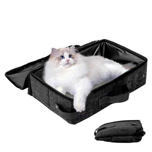Portable Cat Litter Box with Lid, 16 * 12 * 6 inches Foldable Travel Litter Box for Cats, Lightweight & Easy to take, Cat Essentials for Outdoor Traveling