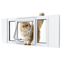 Aluminum Cat Door for Windows - Adjustable to Fit Window Width 24"-28", Quick-Fit Cat Door Window Insert, Magnetic Suction Design, Perfect for Cats