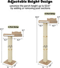 Cat Window Perch with Thick Sisal Scratching Post, Cat Hammock for Window, 53.5" Adjustable Tall Cats Scratching Post wi