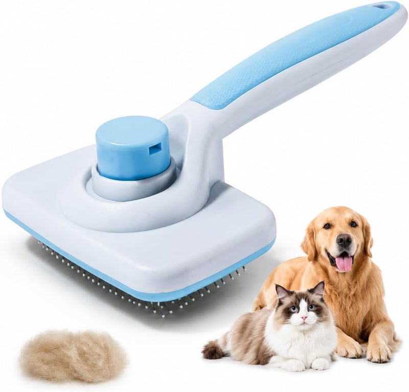 Deshedding Dog Brush for Shedding – Self Clean Cat Brush Deshedding & Grooming Tool for Long Haired and Short Haired Dog