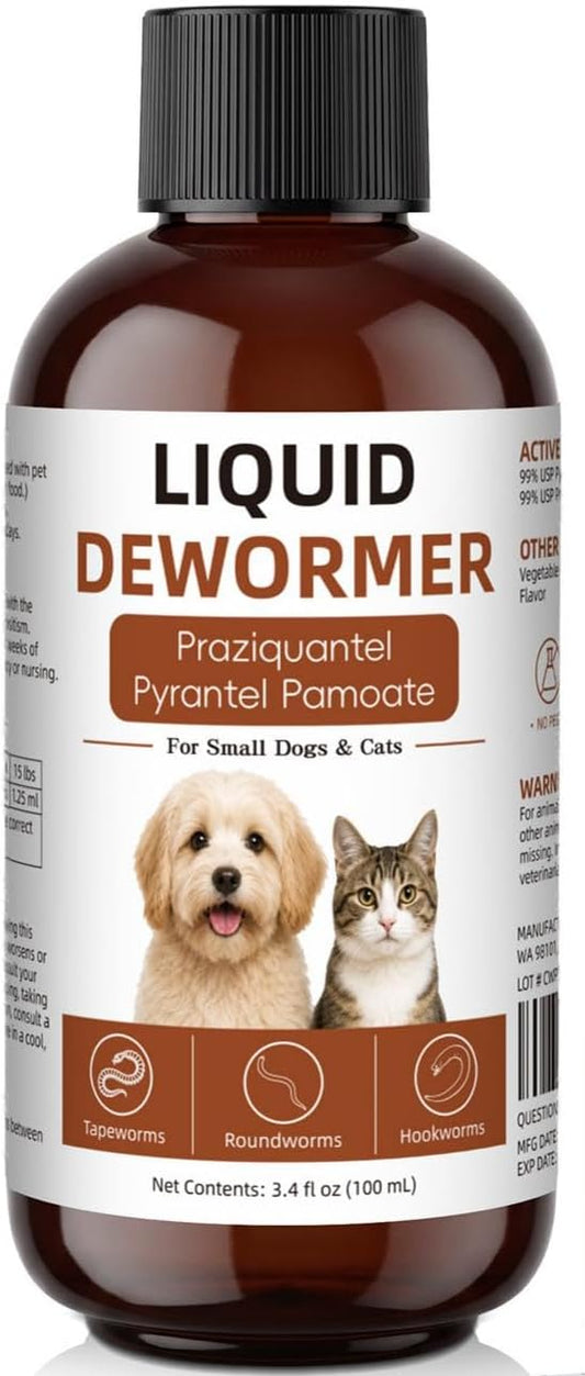 7-Way Dogs Dewormer, for Tapeworms, Roundworms, Hookworms in Cats and Dogs, Dewormer Support Liquid Formula, 100 ml, Chi