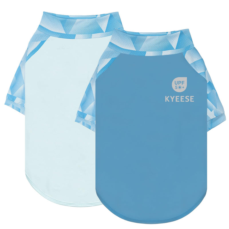 KYEESE 2Pack UV Protection Dog Shirt, UPF 50+ Cooling Dog T Shirts for Small Dogs Boy, Breathable Reflective Dogs Sun Shirts with Sleeves Summer Pet Clothes, Blue, M