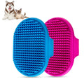 Aoche Dog Bath Brush Pet Bath Comb Brush Soothing Massage Rubber Comb 2pcs with Adjustable Ring Handle for Long Short Haired Dogs and Cats (Blue+Rose)