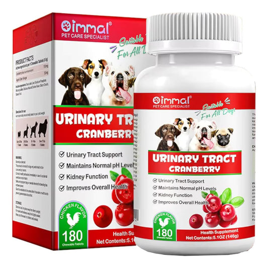 Cranberry Bladder Control Supplement for Dogs - Urinary Tract Support - UTI, Bladder Stones, Incontinence, Immune & Gut Support – 180 Count