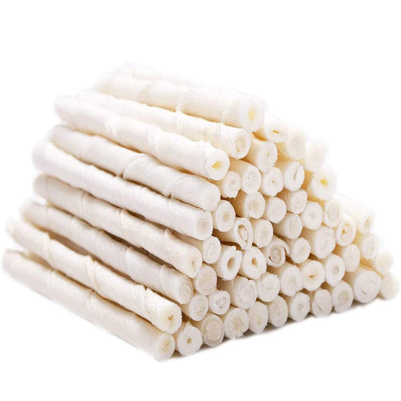 MON2SUN Dog Rawhide Twist Sticks Natural 5 Inch Thin Sticks Rawhide Chews Treats for Puppy and Small Dogs 60 Count, 12.7oz