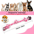 SZEE Dog Rope Toy, 14 in 3 Knots Chew Rope for Small Medium Dogs, Natural Cotton Pull Toy for Tug of War and Teeth Cleaning, Fits Valentine’s Day Vibe (Pink)