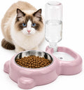 2-in-1 Dog Cat Bowl, Cat Food and Water Bowl Set, Pink