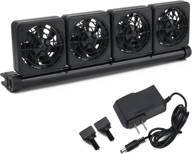 Aquarium Fan 2 3 4 Heads, Aquarium Chillers Cooling Fan Adjustable Fish Tank Cooling Fan with 2 Wind Speed Fan for Water