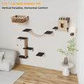 HHOFURN 5-in-1 Cat Wall Shelves Set with Hammock, Wall-Mounted Cat Furniture Includes Condo, Bridge, Ladder & Steps for Indoor Cats, Safe & Stable (Gray)
