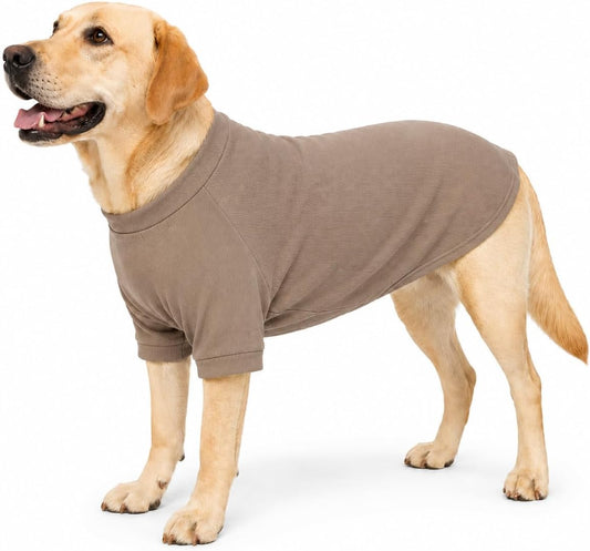 Lovelonglong Ribbed Dog T-Shirt Cotton Knitted Dog Sweaters for All Season Pet T-Shirts for Large Medium Small Dogs Beig