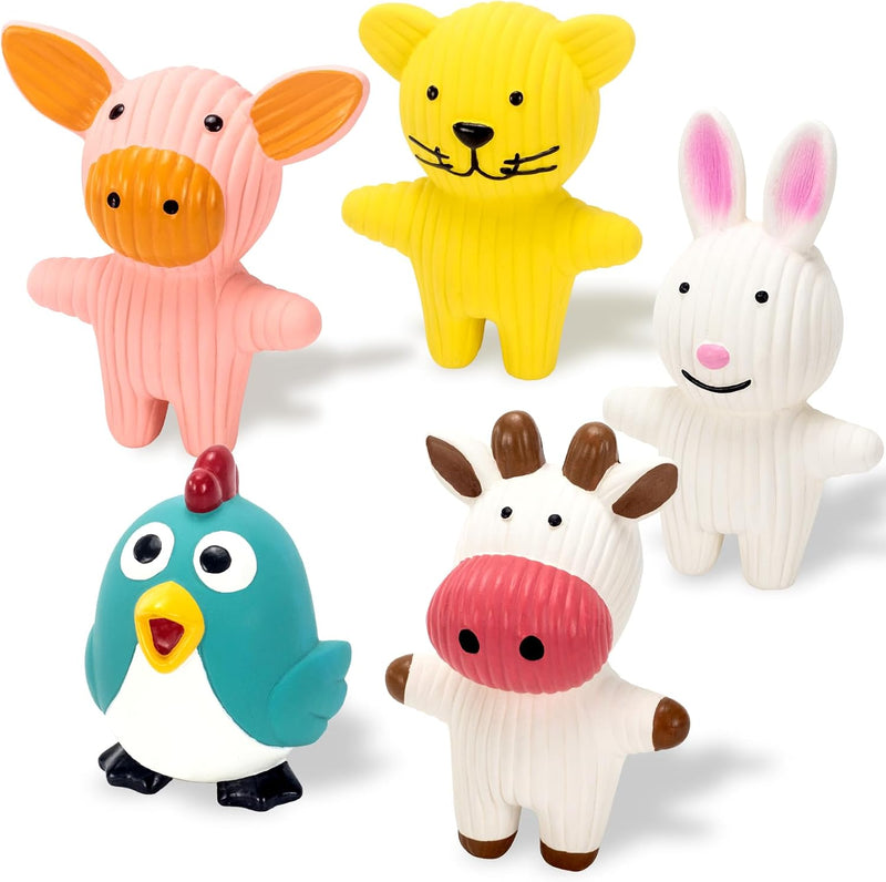 LECHONG 5 Pack Latex Dog Toys for Small Dogs – Squeaky Squeeze Toys, Puppy Teething Chew Toys, Soft Rubber Pet Toys, 4.7