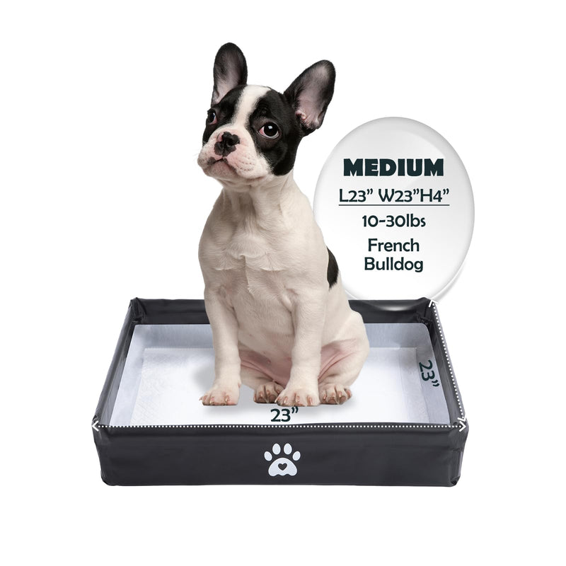 MEEXPAWS Dog Pee Pad Holder Tray Foldable, Puppy Pad Holder Liner Base High Side, Dog Litter Box Indoor for 22’’x22’’ Pee Pads, Training Pad Holder Leak-Proof, Potty Pad Holder for Dogs Easy Clean