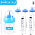 Jiaxix Pet Bottle Feeding Kit, Puppy & Kitten Nursing Supplies, Blue, 60ml Bottle with Anti-Choking Silicone Nipples & Syringes, Newborn Flow, Dishwasher Safe