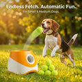 TOSCARA Dog Ball Thrower – Automatic Interactive Pet Tennis Ball Launcher with 6 Balls, USB Charging & Multiple Distance Settings Indoor & Outdoor Training & Play Toy for Small & Medium Dogs (Yellow)
