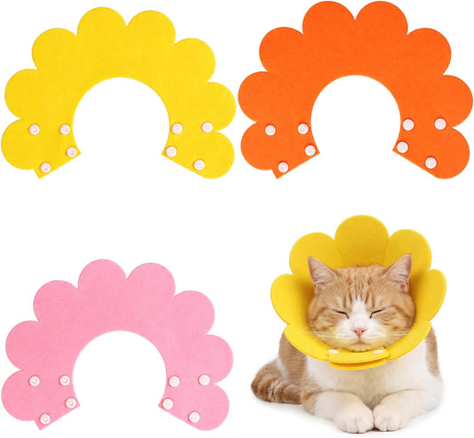 3 Pack Felt Cat Cone Collar Soft Cone for Cats Dogs Kitten Puppy, Size S