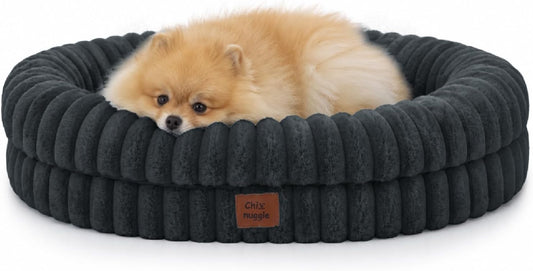 ChiXnuggle Orthopedic Dog Bed for Medium Dogs, Waterproof Faux Rabbit Fur Dog Couch with Egg Crate Foam Support and Washable Removable Cover, Bolster Pet Sofa with Non-Slip Bottom, 30x24x7, Dark Grey
