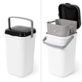 PetFusion Portable Cat Litter Disposal; Innovative Dog Poop Trash Can with Locking Handle, included Deodorizer; Built-in Poop Bag Holder; With 10 Waste Bags; White and Black