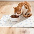 Dog Food Mat for Pet Cat Food Mat, Blue Bows Floral Absorbent Quick Dry Dog Bowl Mats for Food and Water, Non-Slip Cat Pet Feeding Mats for Floor Placemats 12"x20"