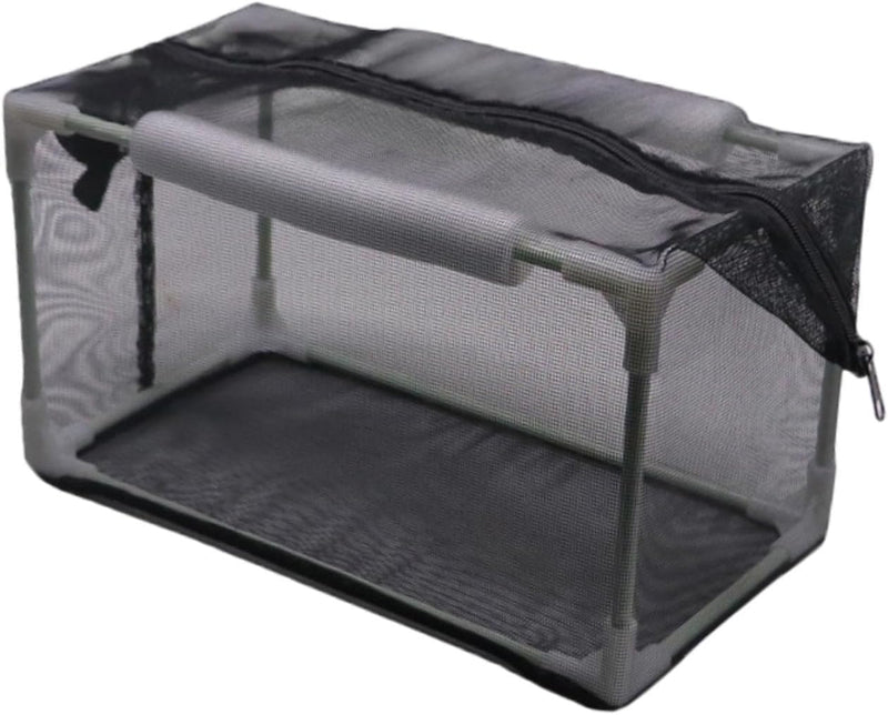 Aquarium Breeder Net Isolation Box Nylon Mesh with Hollow Foam Floatation Rods Versatile with Zipper for Fish Spawn Hatc