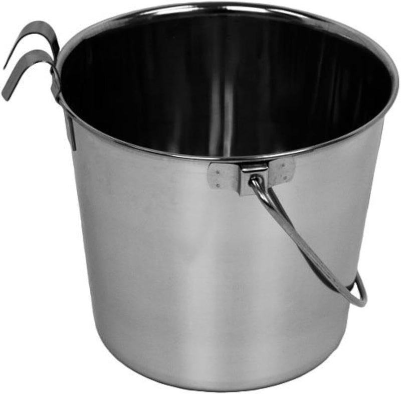 Advance Pet Product Heavy Stainless Steel with 2 Hook Bucket, 1 Quart Flat