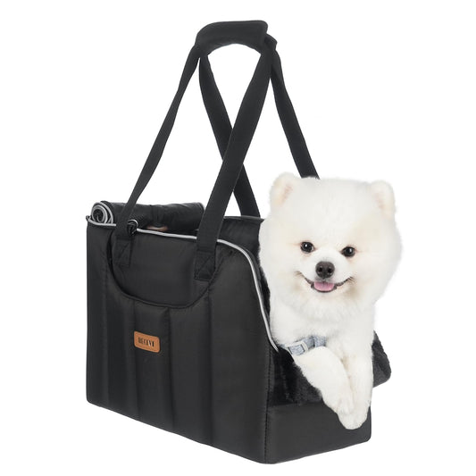 Dog Purse Carrier for Small Dogs Cats Rabbits Up to 12lbs, Lightweight Pet Sling Carriers with Crossbody Strap, Portable Puppy Soft Sided Tote Bag Carrier for Vet,Hiking,Travel Black